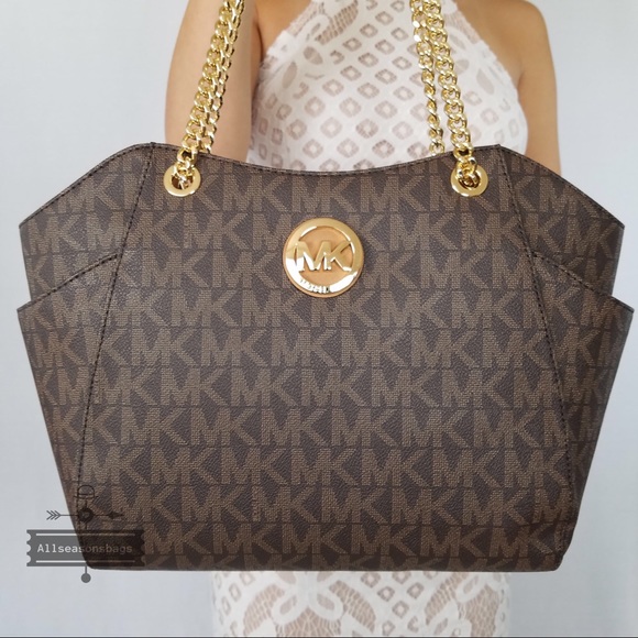 Michael Kors Jet set large chain tote brown gold - Picture 4 of 8